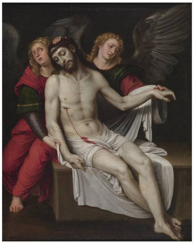 Cristo muerto sostenido por dos &aacute;ngeles