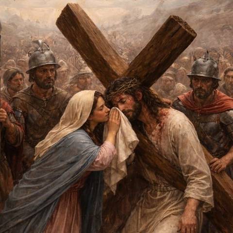 SEXTA ESTACIÓN DEL VÍA CRUCIS - LA VERÓNICA ENJUGA EL ROSTRO DE JESÚS